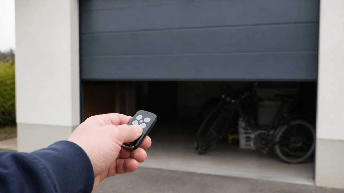 Porte garage automatisee actionnee par boitier batterie sans fil